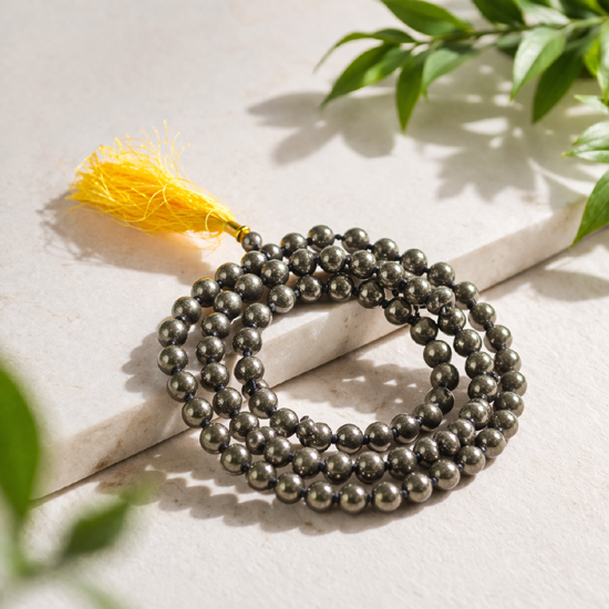 Natural Pyrite Stone Mala (Rosary)